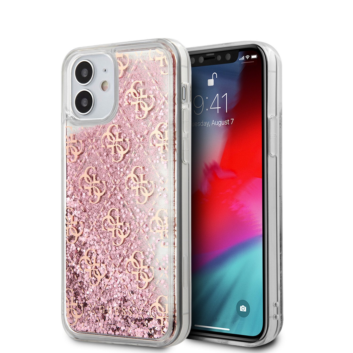 Husa Cover Guess Liquid Glitter pentru iPhone 12 Mini Pink thumb