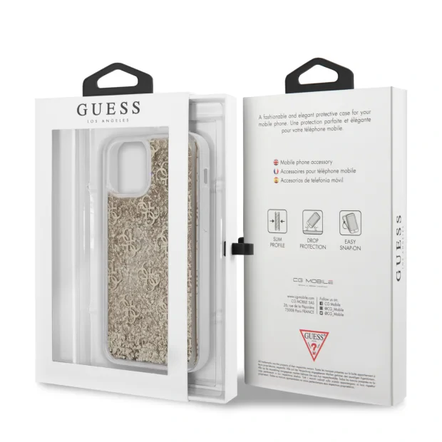 Husa Cover Guess Liquid Glitter pentru iPhone 12 Pro Max Gold