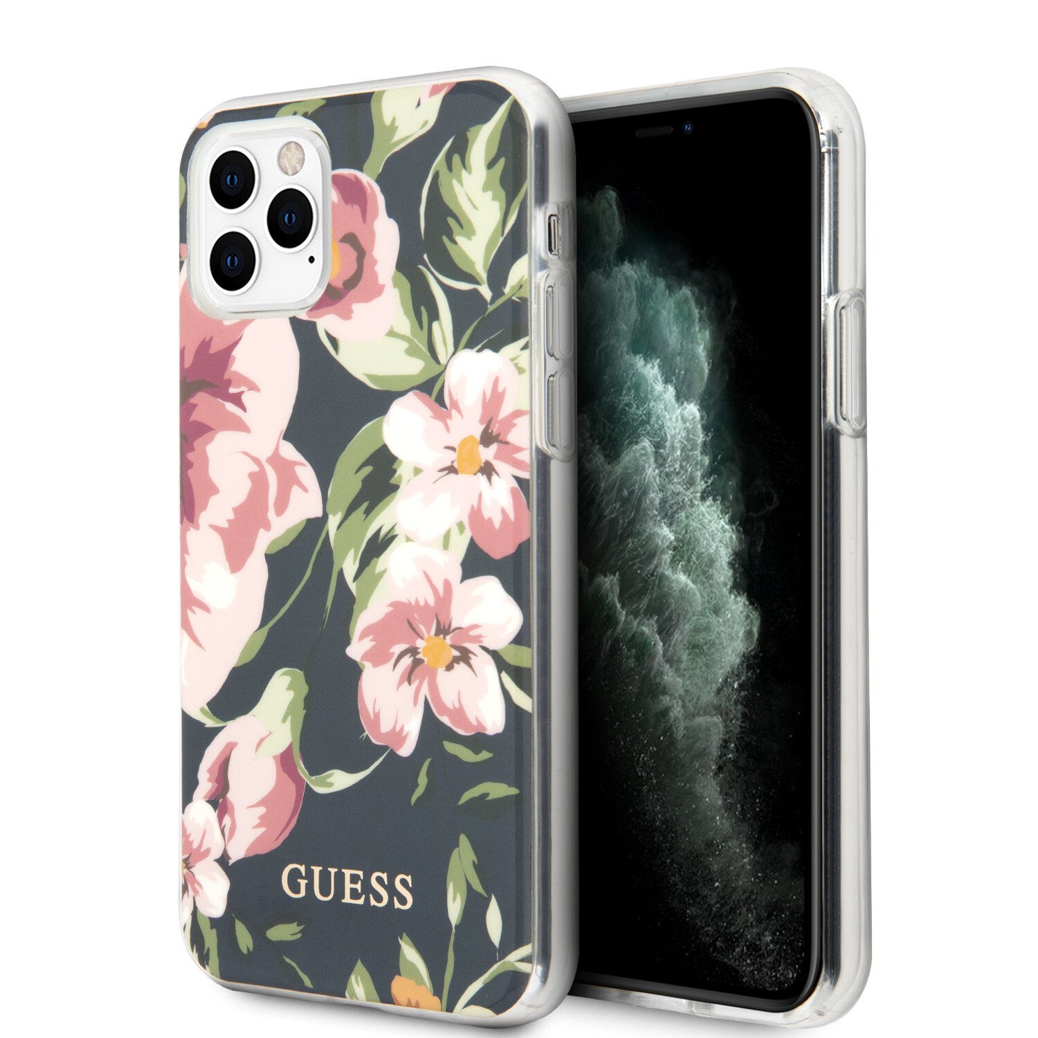 GUHCN65IMLFL03 Guess Flower Shiny N.3 Zadni Kryt pro iPhone 11 Pro Max Navy thumb