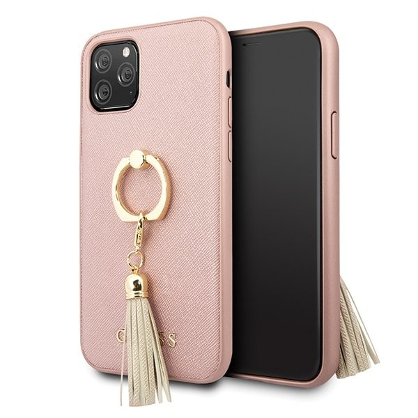 Husa Cover Guess Saffiano Ring Stand pentru iPhone 11 Pro Pink thumb