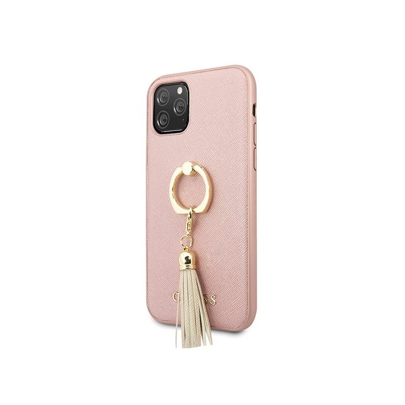 Husa Cover Guess Saffiano Ring Stand pentru iPhone 11 Pro Pink thumb