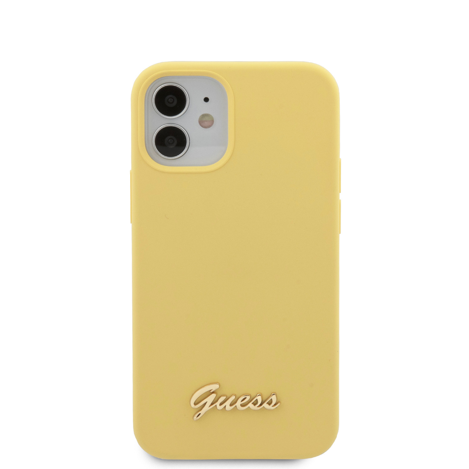 Husa Cover Guess Silicone Metal Logo pentru iPhone 12 Mini Yellow thumb