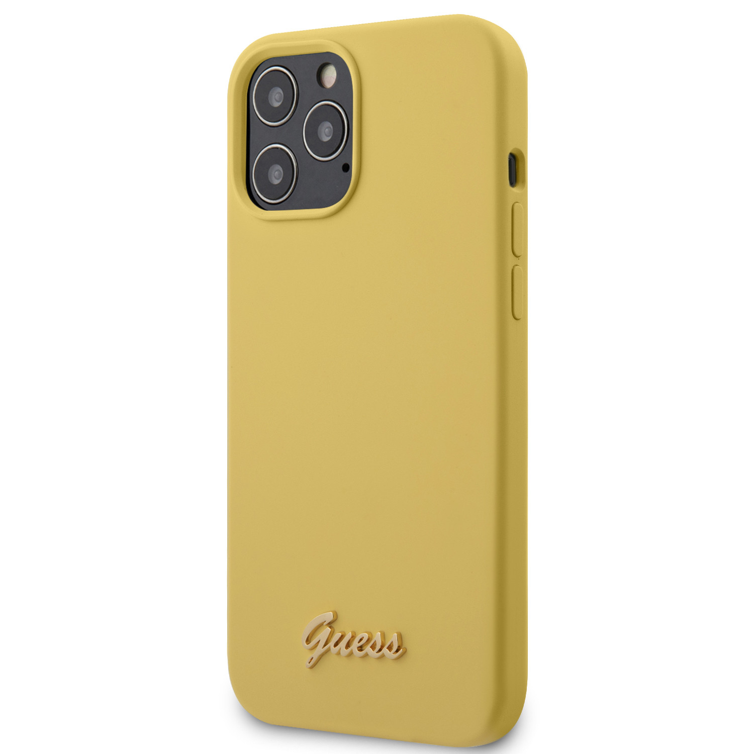 Husa Cover Guess Silicone Metal Logo pentru iPhone 12 Pro Max Yellow thumb