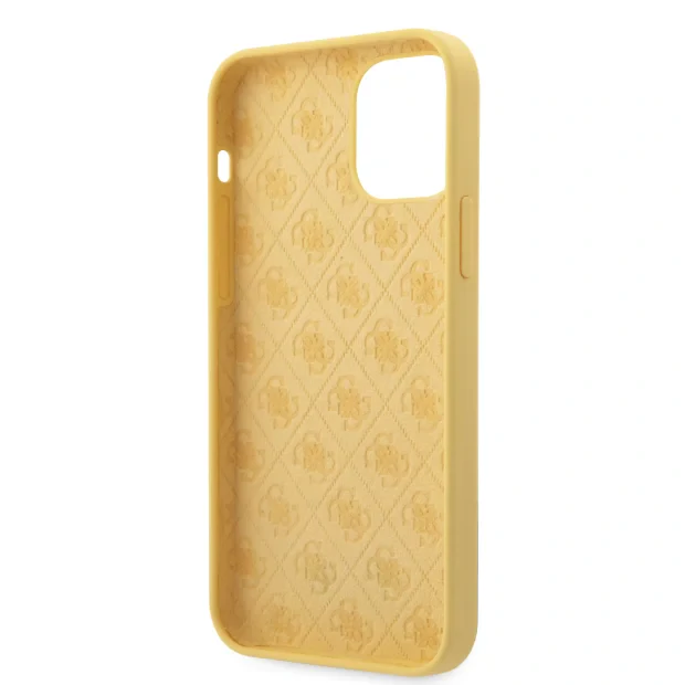 Husa Cover Guess Silicone Metal Logo pentru iPhone 12/12 Pro Yellow