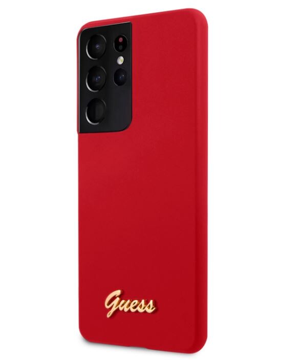 Husa Cover Guess Silicone Metal Logo pentru Samsung Galaxy S21 Ultra Red thumb
