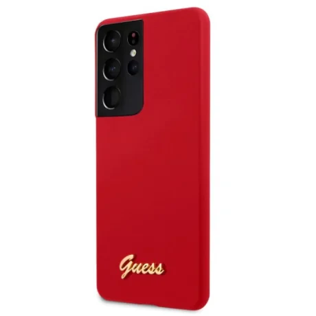 Husa Cover Guess Silicone Metal Logo pentru Samsung Galaxy S21 Ultra Red