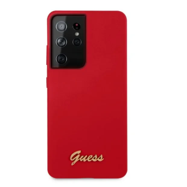 Husa Cover Guess Silicone Metal Logo pentru Samsung Galaxy S21 Ultra Red