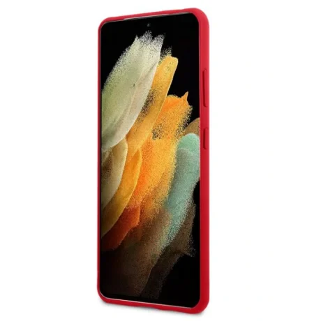 Husa Cover Guess Silicone Metal Logo pentru Samsung Galaxy S21 Ultra Red