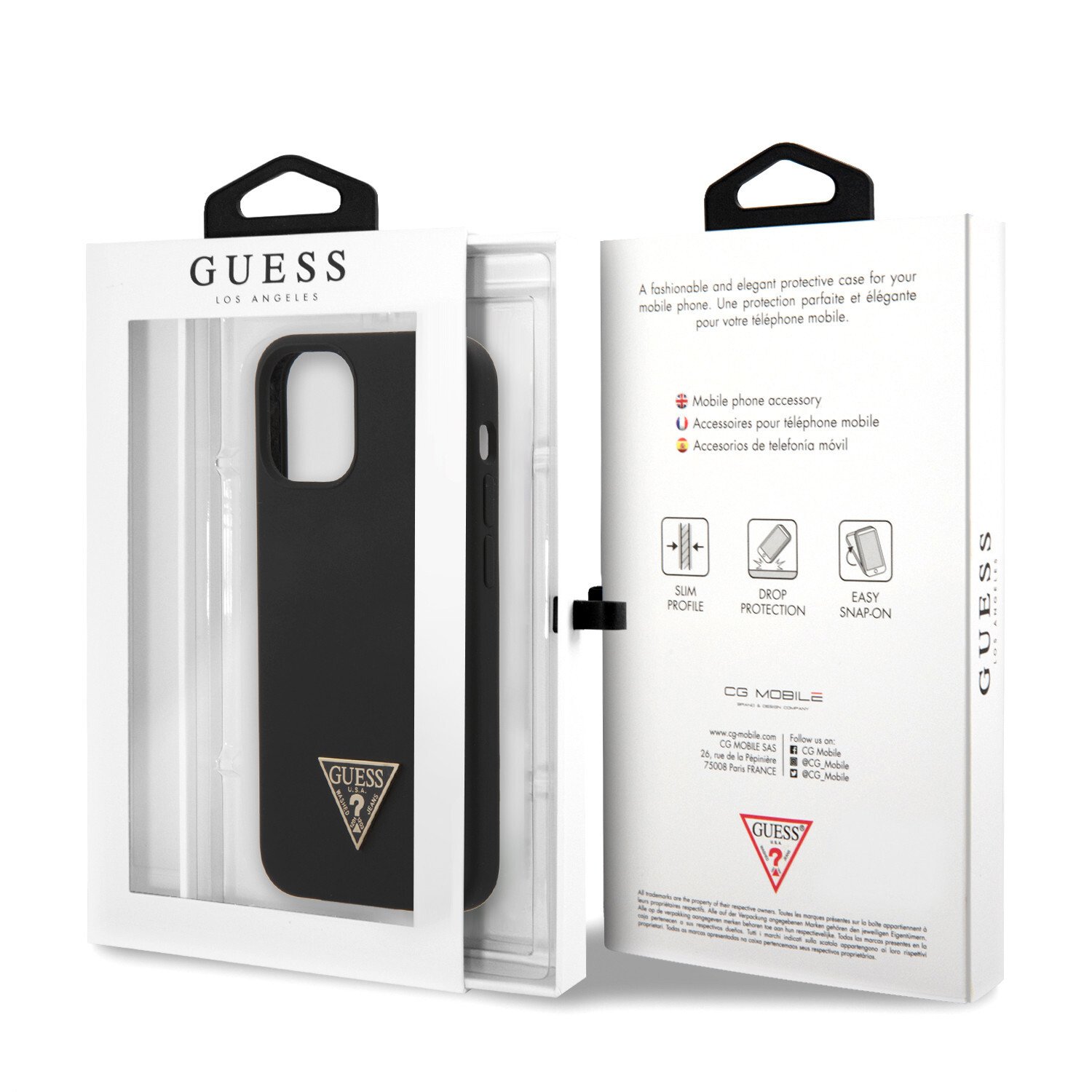 Husa Cover Guess Silicone Metal Triangle pentru iPhone 12 Mini Black thumb