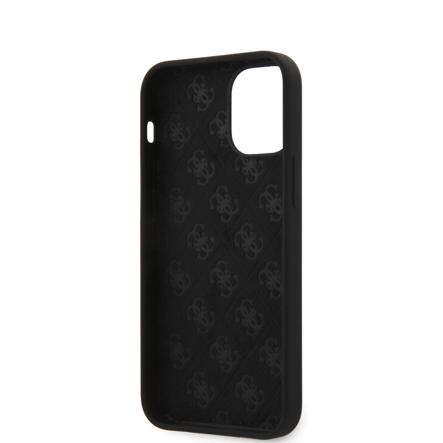 Husa Cover Guess Silicone Metal Triangle pentru iPhone 12 Mini Black thumb