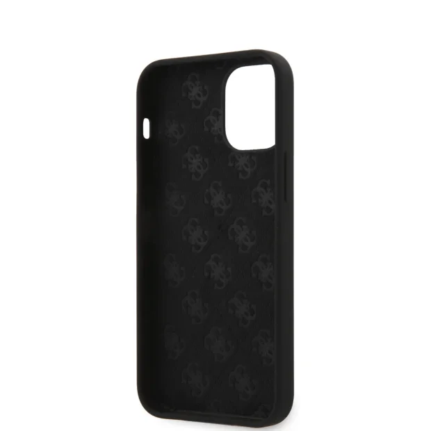 Husa Cover Guess Silicone Metal Triangle pentru iPhone 12 Mini Black