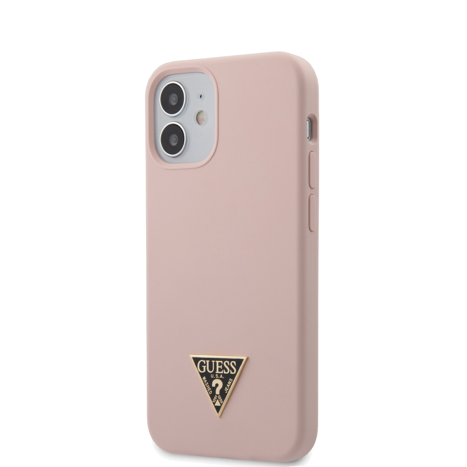 Husa Cover Guess Silicone Metal Triangle pentru iPhone 12 Mini Light Pink thumb