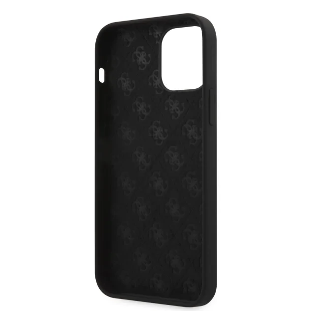 Husa Cover Guess Silicone Metal Triangle pentru iPhone 12 Pro Max Black