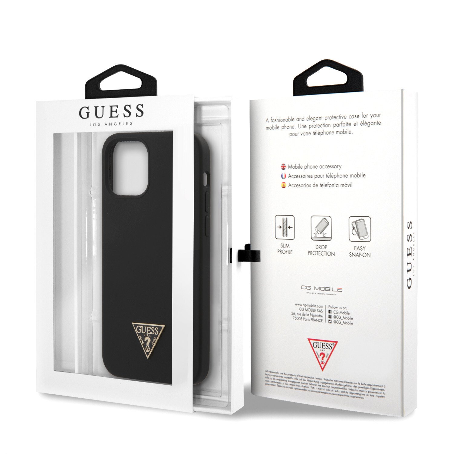 Husa Cover Guess Silicone Metal Triangle pentru iPhone 12 Pro Max Black thumb
