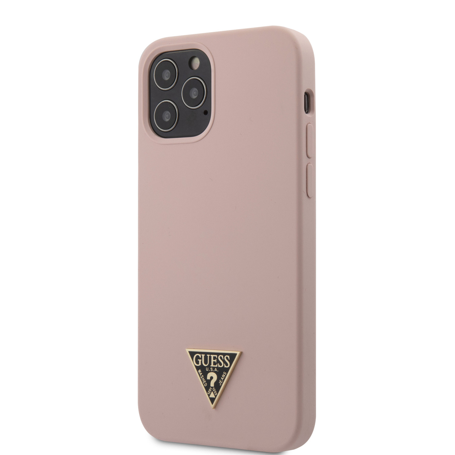 Husa Cover Guess Silicone Metal Triangle pentru iPhone 12 Pro Max Light Pink thumb