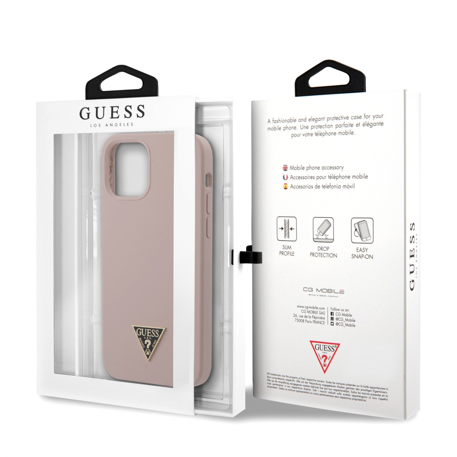 Husa Cover Guess Silicone Metal Triangle pentru iPhone 12 Pro Max Light Pink thumb