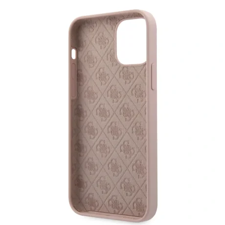 Husa Cover Guess Silicone Metal Triangle pentru iPhone 12/12 Pro Light Pink