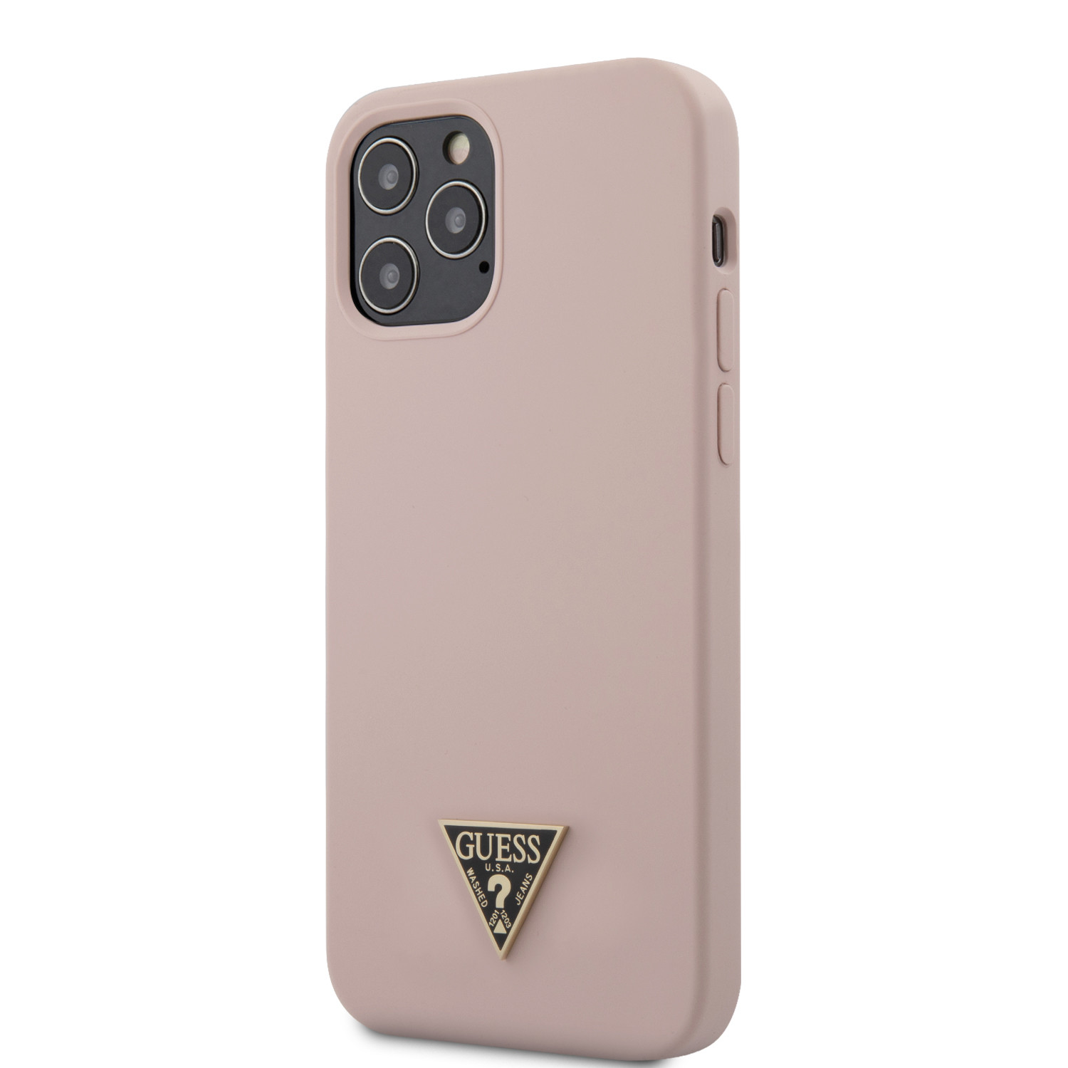 Husa Cover Guess Silicone Metal Triangle pentru iPhone 12/12 Pro Light Pink thumb