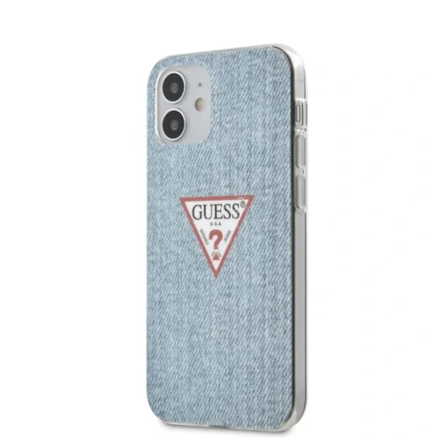 Husa Cover Guess TPU Denim Triangle pentru iPhone 12 Mini Light Blue