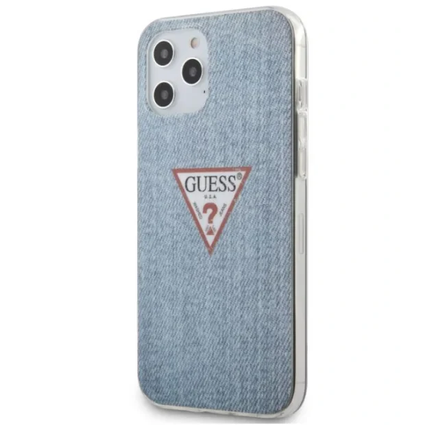 Husa Cover Guess TPU Denim Triangle pentru iPhone 12 Pro Max Light Blue