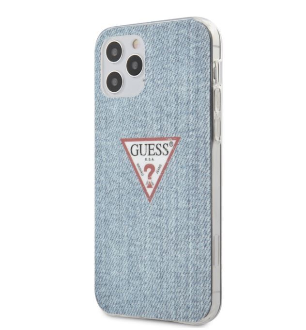 Husa Cover Guess TPU Denim Triangle pentru iPhone 12/12 Pro  Light Blue thumb