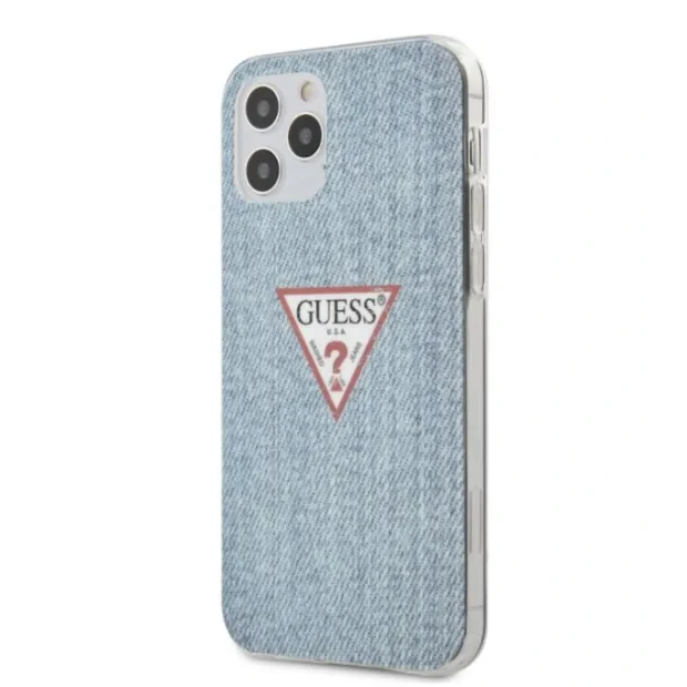 Husa Cover Guess TPU Denim Triangle pentru iPhone 12/12 Pro  Light Blue