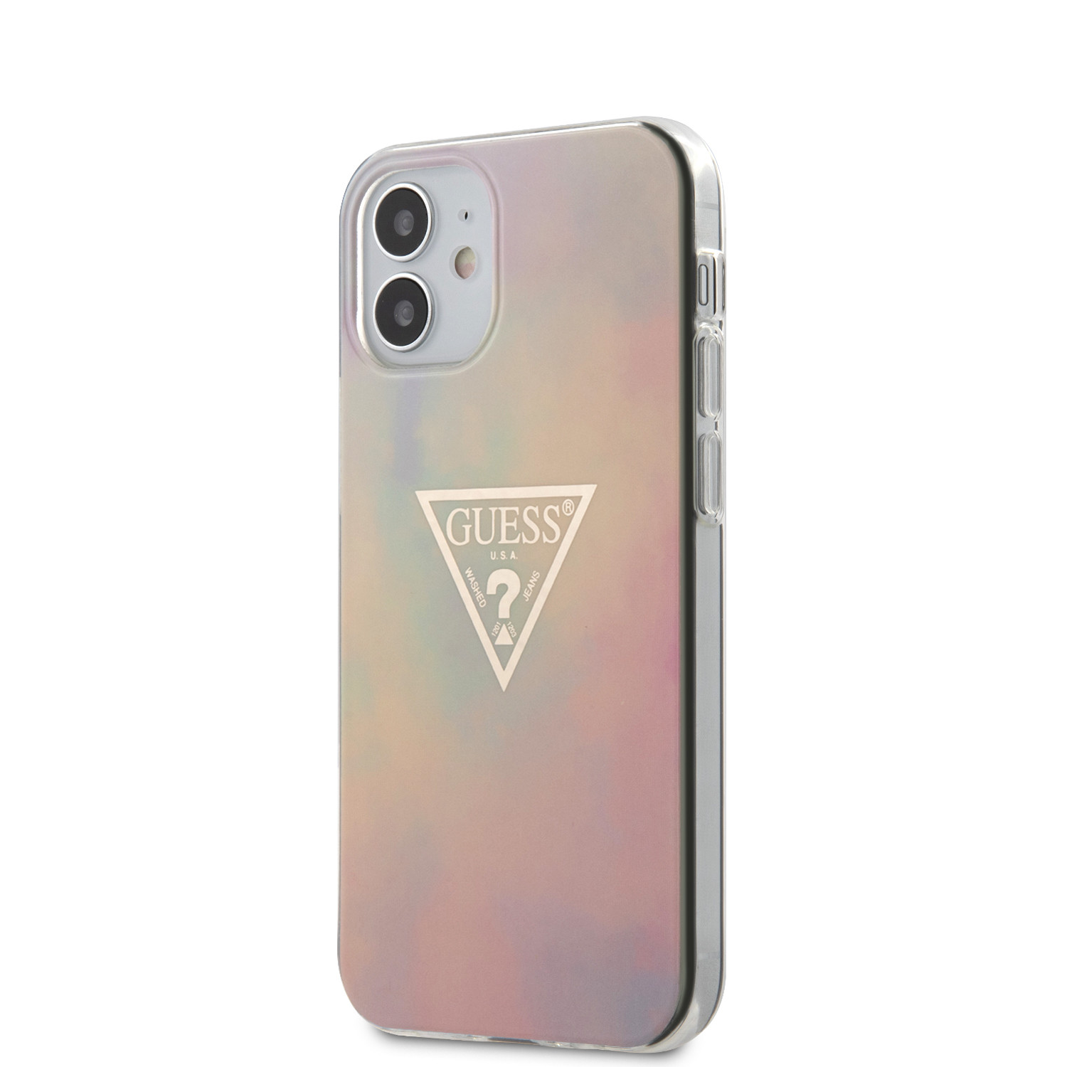 Husa Cover Guess TPU T&D Gold Triangle pentru iPhone 12 Mini Pink thumb