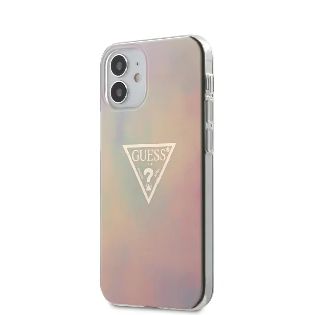 Husa Cover Guess TPU T&amp;D Gold Triangle pentru iPhone 12 Mini Pink