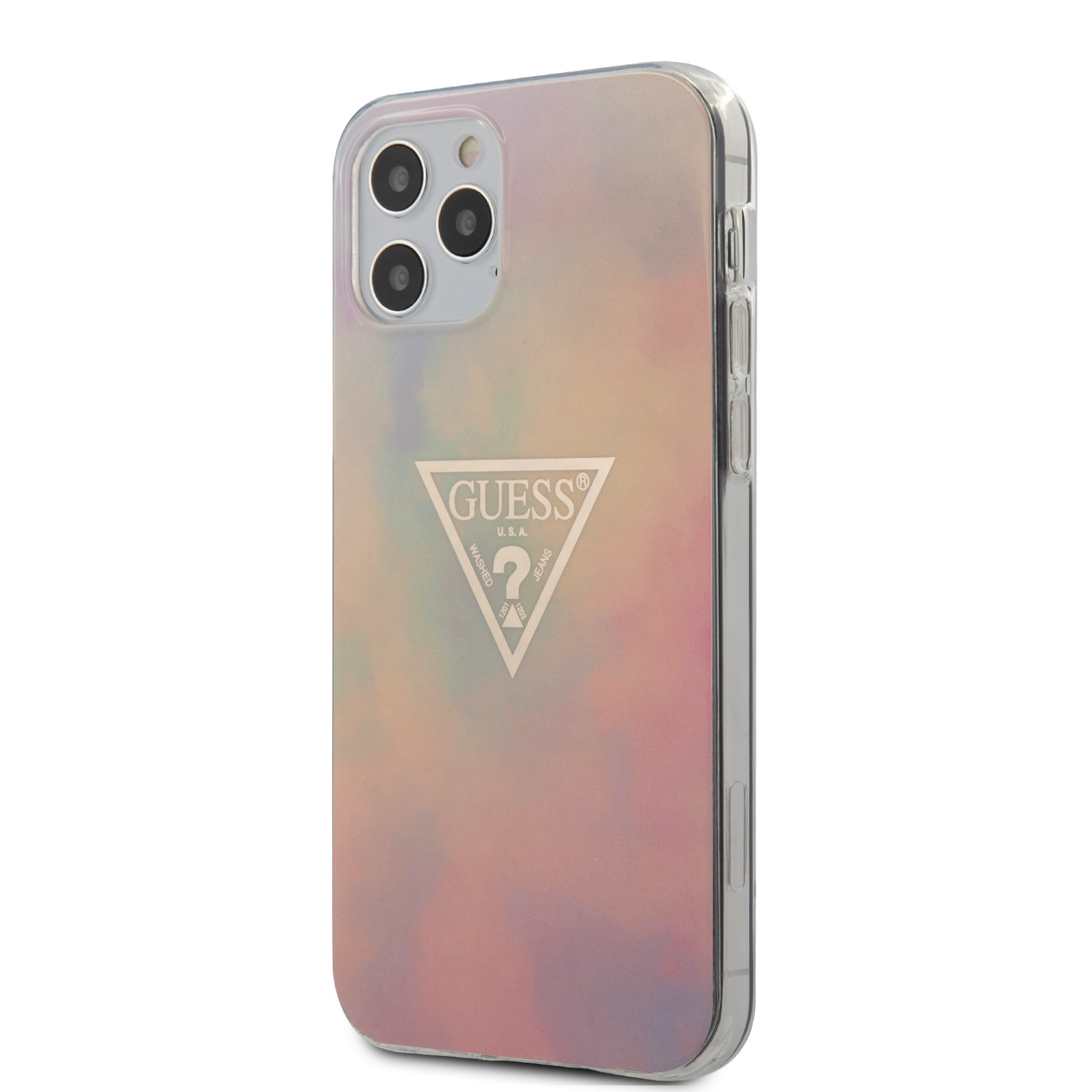 Husa Cover Guess TPU T&D Gold Triangle pentru iPhone 12 Pro Max Pink thumb