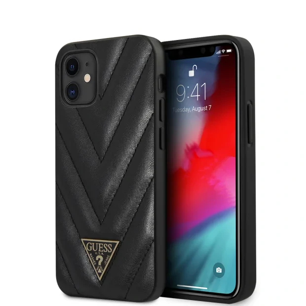 Husa Cover Guess V Quilted pentru iPhone 12 Mini Black