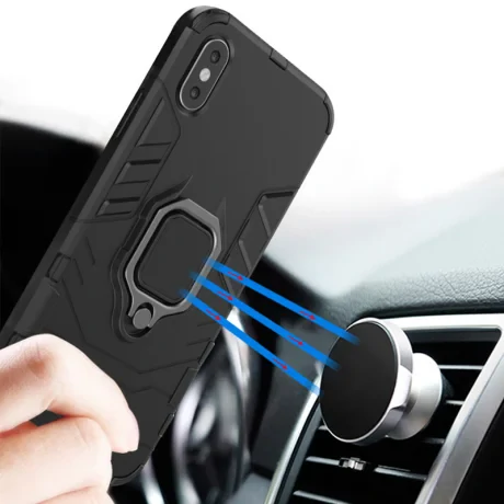 Husa Cover Hard Ring Armor Pentru iPhone 12 Pro Max Negru