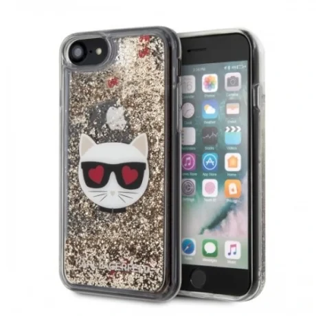 Husa Cover Karl Lagerfeld Glitter Choupette pentru iPhone 7/8/SE Gold