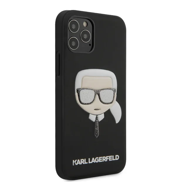Husa Cover Karl Lagerfeld Glitter Head pentru iPhone 12/12 Pro Black