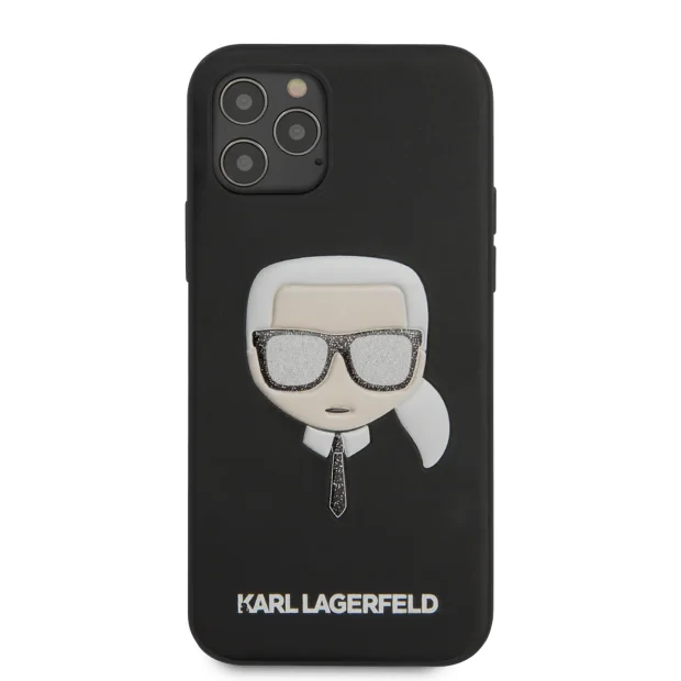 Husa Cover Karl Lagerfeld Glitter Head pentru iPhone 12/12 Pro Black