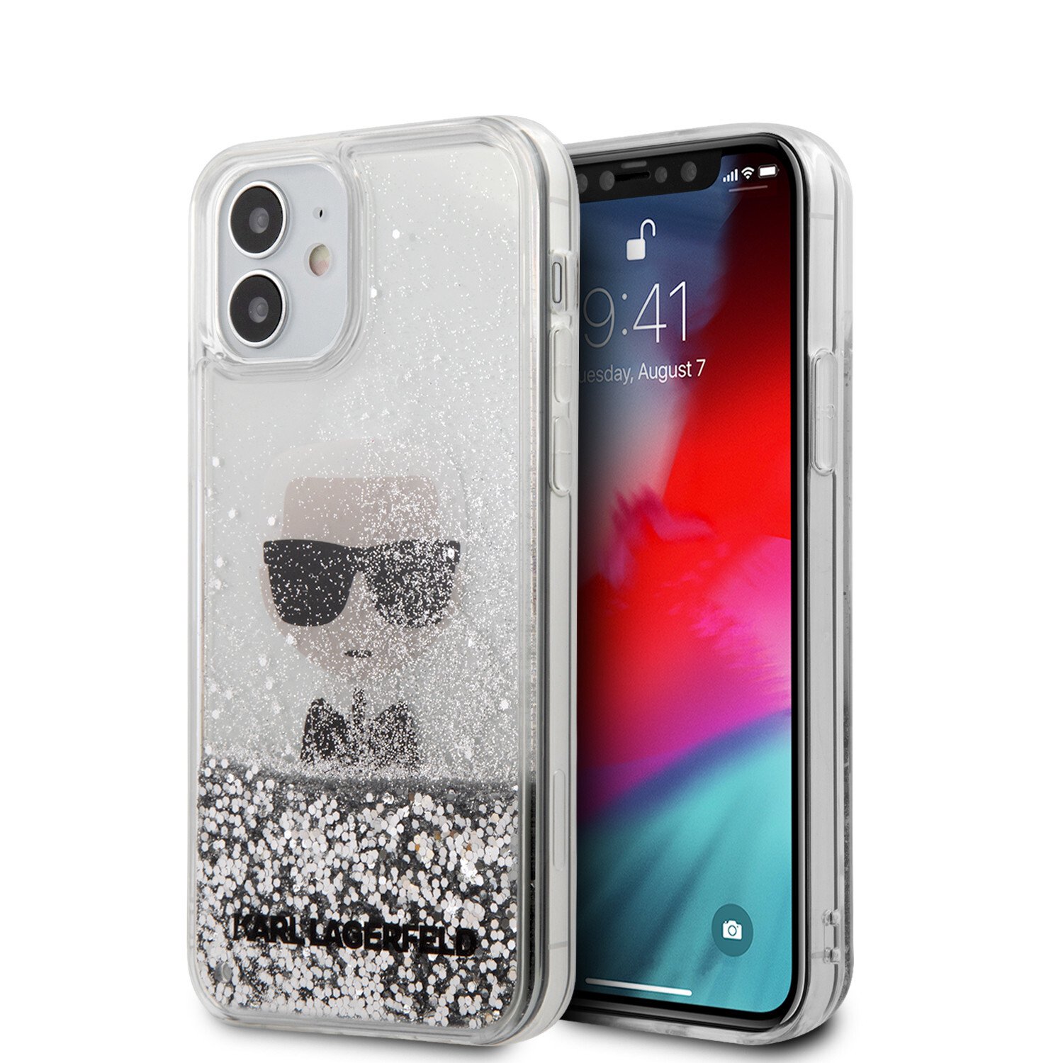 Husa Cover Karl Lagerfeld Glitter Iconic pentru iPhone 12 Mini Silver thumb