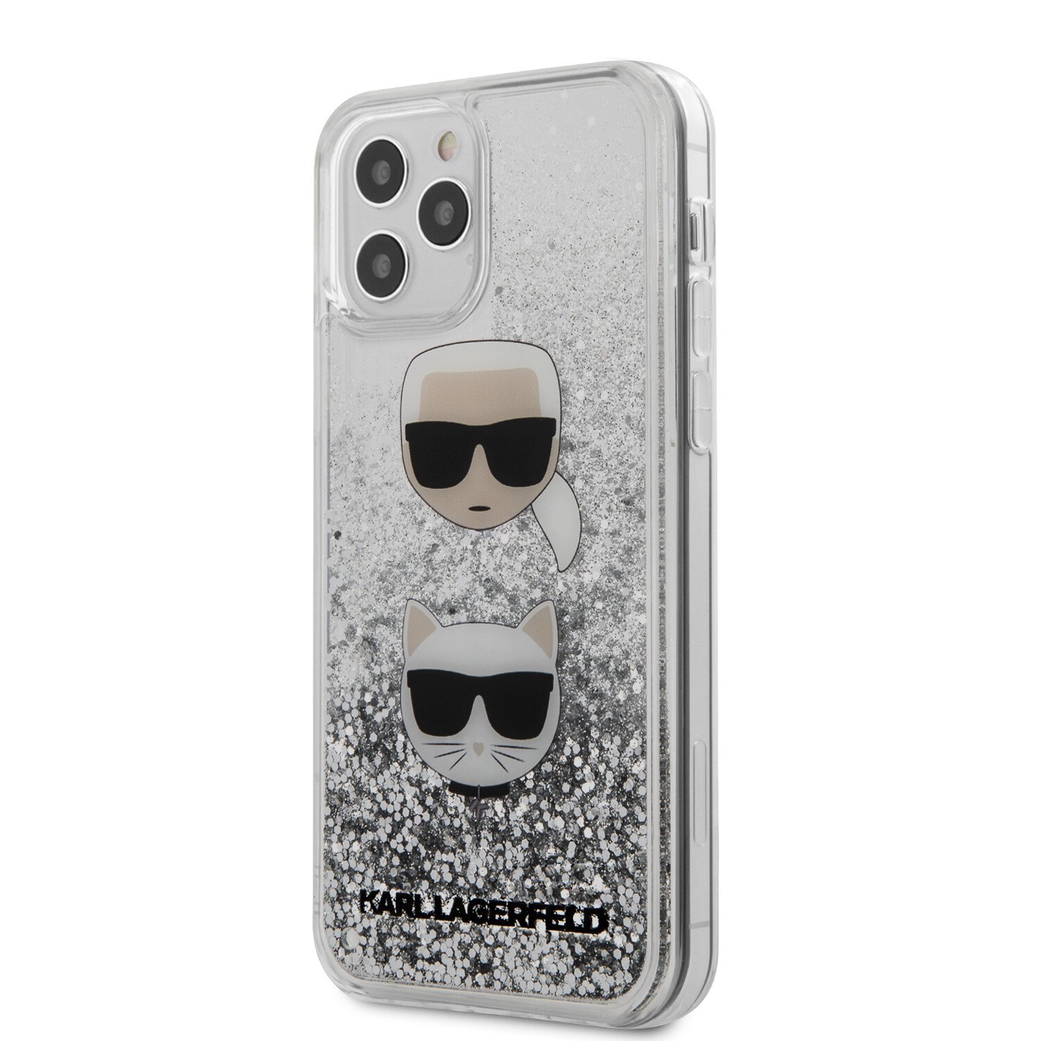 Husa Cover Karl Lagerfeld Glitter Liquid 2 Heads pentru iPhone 12/12 Pro Silver thumb