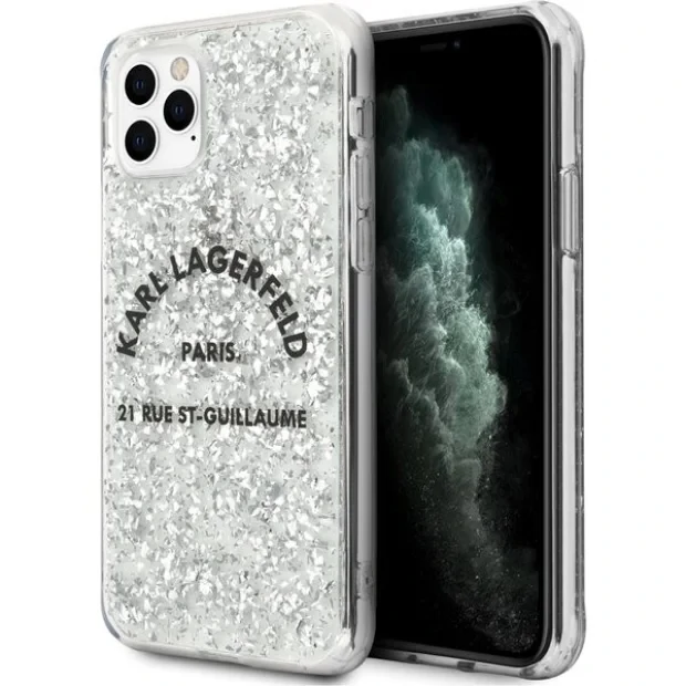 Husa Cover Karl Lagerfeld Glitter pentru iPhone 11 Pro Max Silver