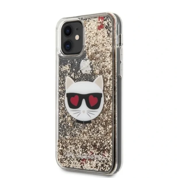 Husa Cover Karl Lagerfeld Heads Glitter Kryt Pro pentru iPhone 11 Gold