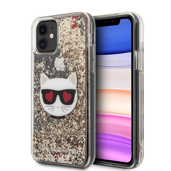 Husa Cover Karl Lagerfeld Heads Glitter Kryt Pro pentru iPhone 11 Gold thumb