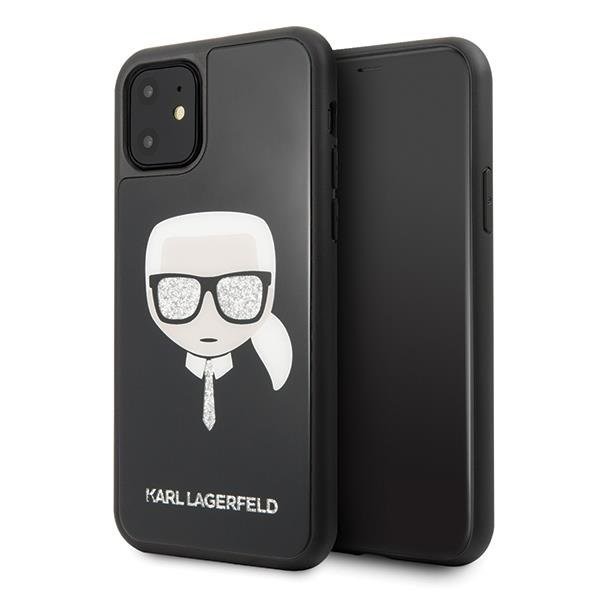 Husa Cover Karl Lagerfeld Iconic Glitter pentru iPhone 11 Negru thumb