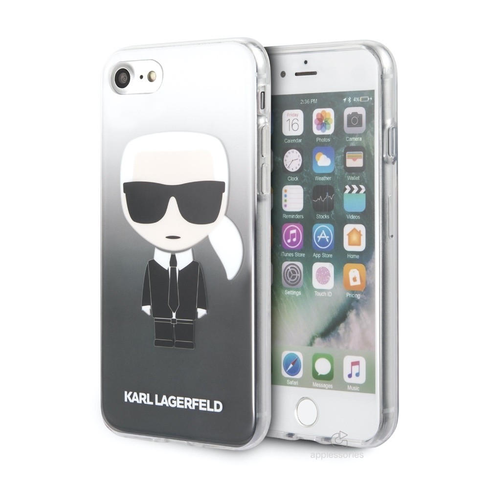 Husa Cover Karl Lagerfeld Iconic Glitter pentru iPhone 7/8/SE Black thumb