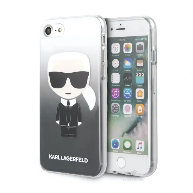 Husa Cover Karl Lagerfeld Iconic Glitter pentru iPhone 7/8/SE Black