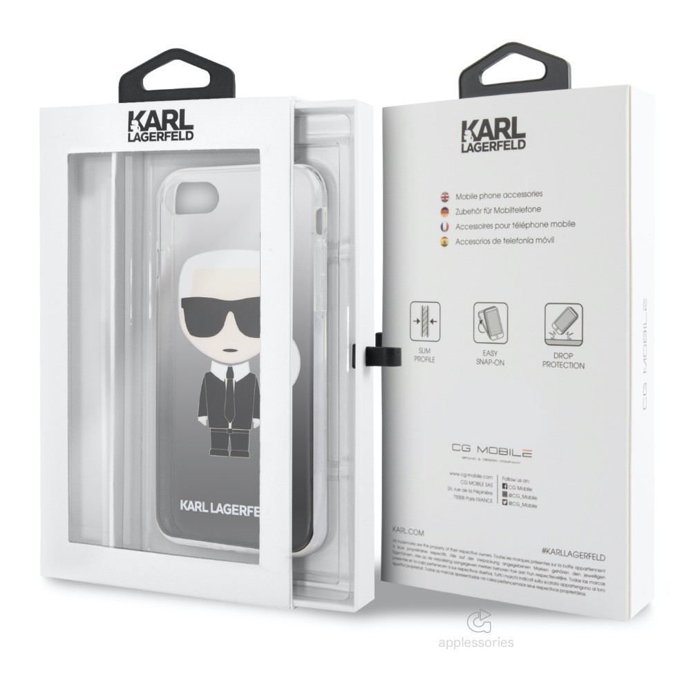 Husa Cover Karl Lagerfeld Iconic Glitter pentru iPhone 7/8/SE Black thumb