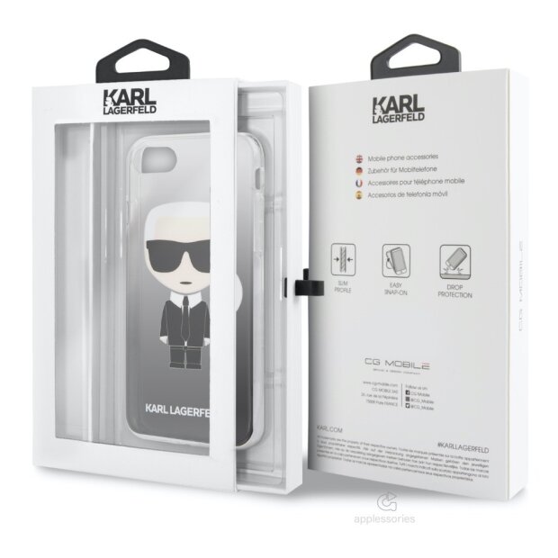 Husa Cover Karl Lagerfeld Iconic Glitter pentru iPhone 7/8/SE Black