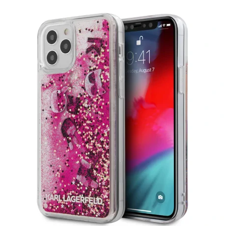 Husa Cover Karl Lagerfeld Liquid Glitter Charms pentru iPhone 12 Pro Max Pink