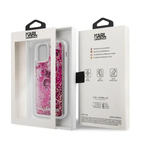 Husa Cover Karl Lagerfeld Liquid Glitter Charms pentru iPhone 12 Pro Max Pink
