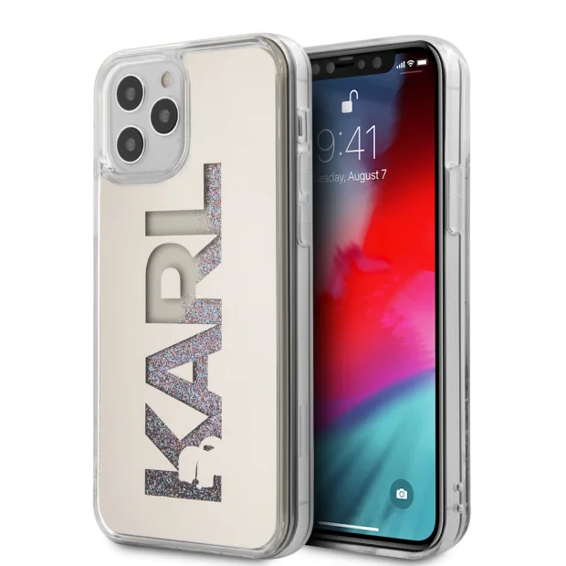 Husa Cover Karl Lagerfeld Liquid Glitter Multi Mirror pentru iPhone 12 Pro Max Silver