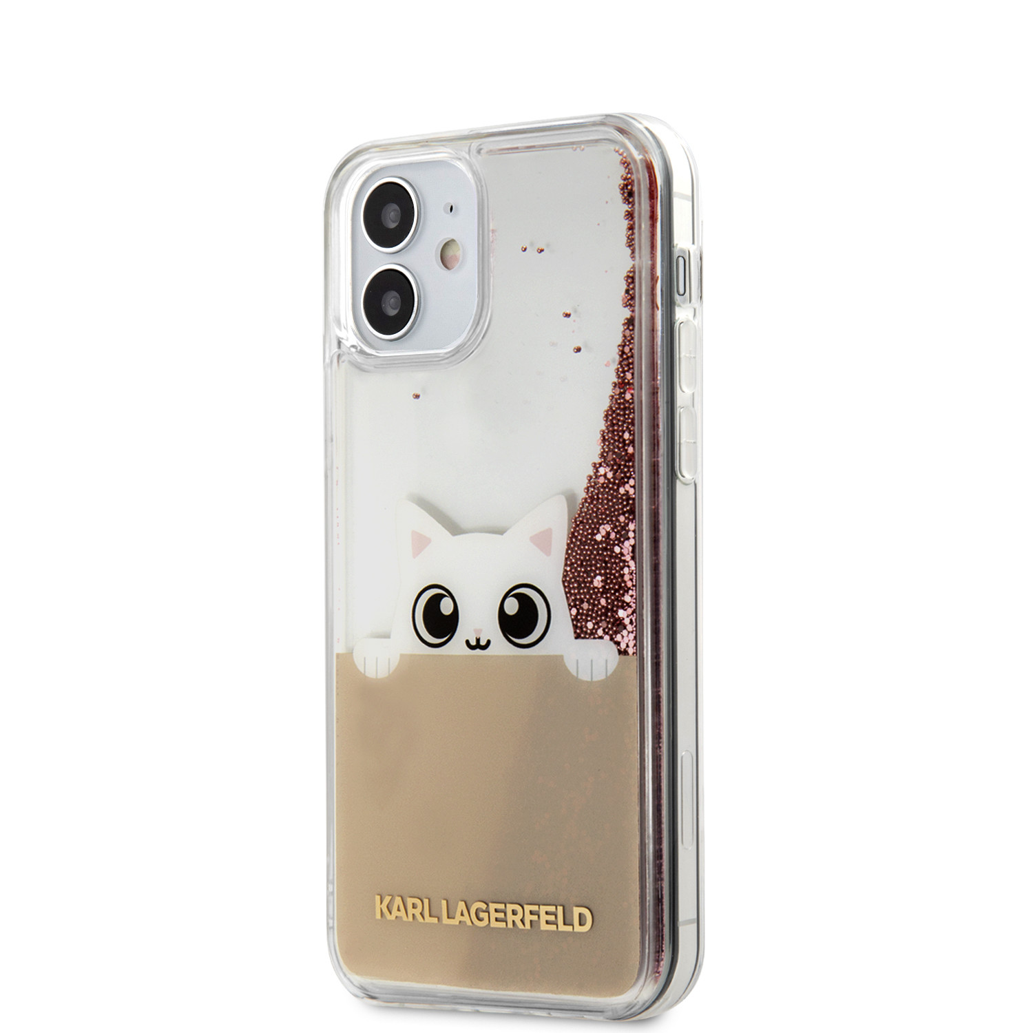 Husa Cover Karl Lagerfeld Liquid Glitter Peek a Boo pentru iPhone 12 Mini Pink thumb