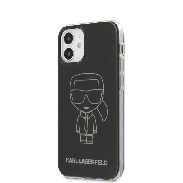 Husa Cover Karl Lagerfeld Metallic Iconic Outline pentru iPhone 12 Mini Black