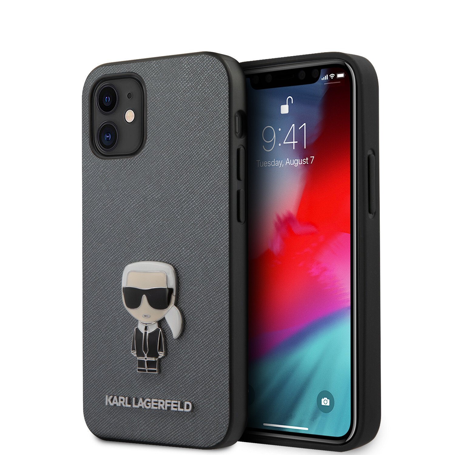 Husa Cover Karl Lagerfeld Saffiano Iconic pentru iPhone 12 Mini Silver thumb